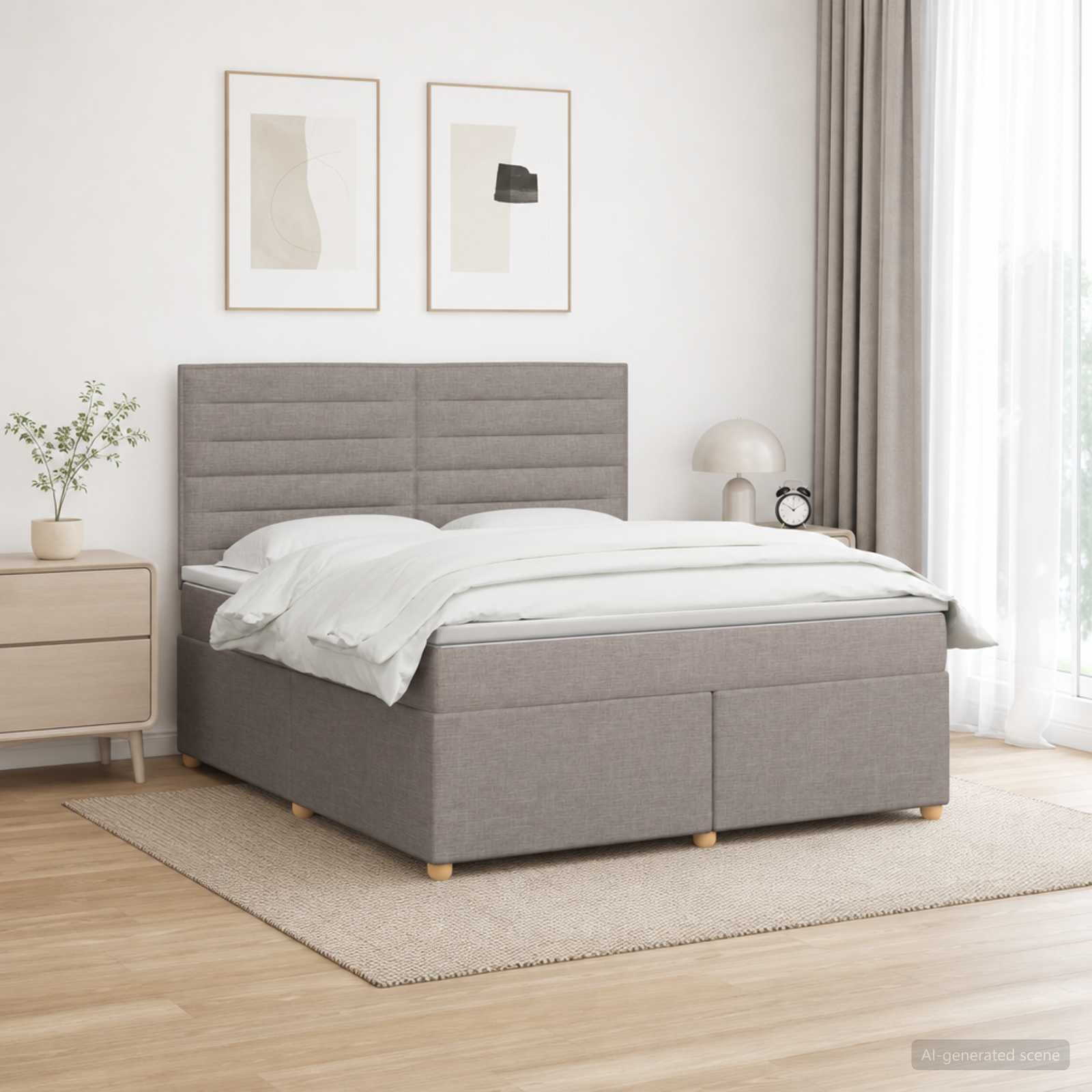vidaXL Континентално легло с матрак Таупе 140 x 200 cm Текстил