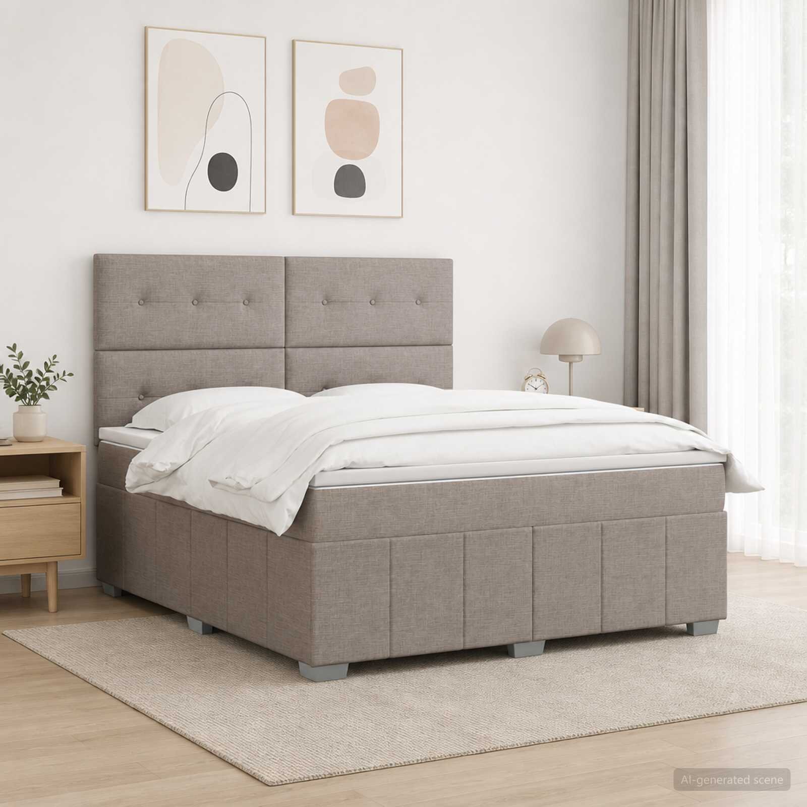 vidaXL Континентално легло с матрак Таупе 160 x 200 cm Текстил