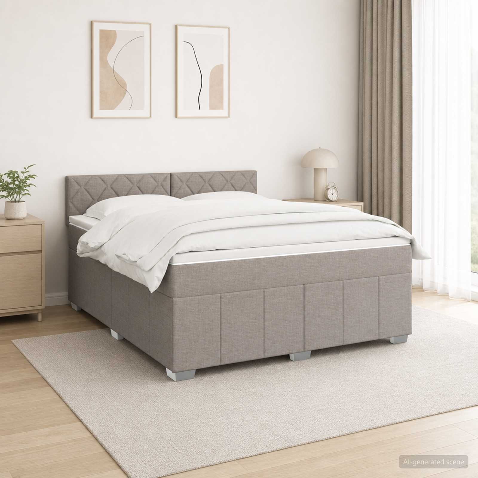 vidaXL Континентално легло с матрак Таупе 160 x 200 cm Текстил