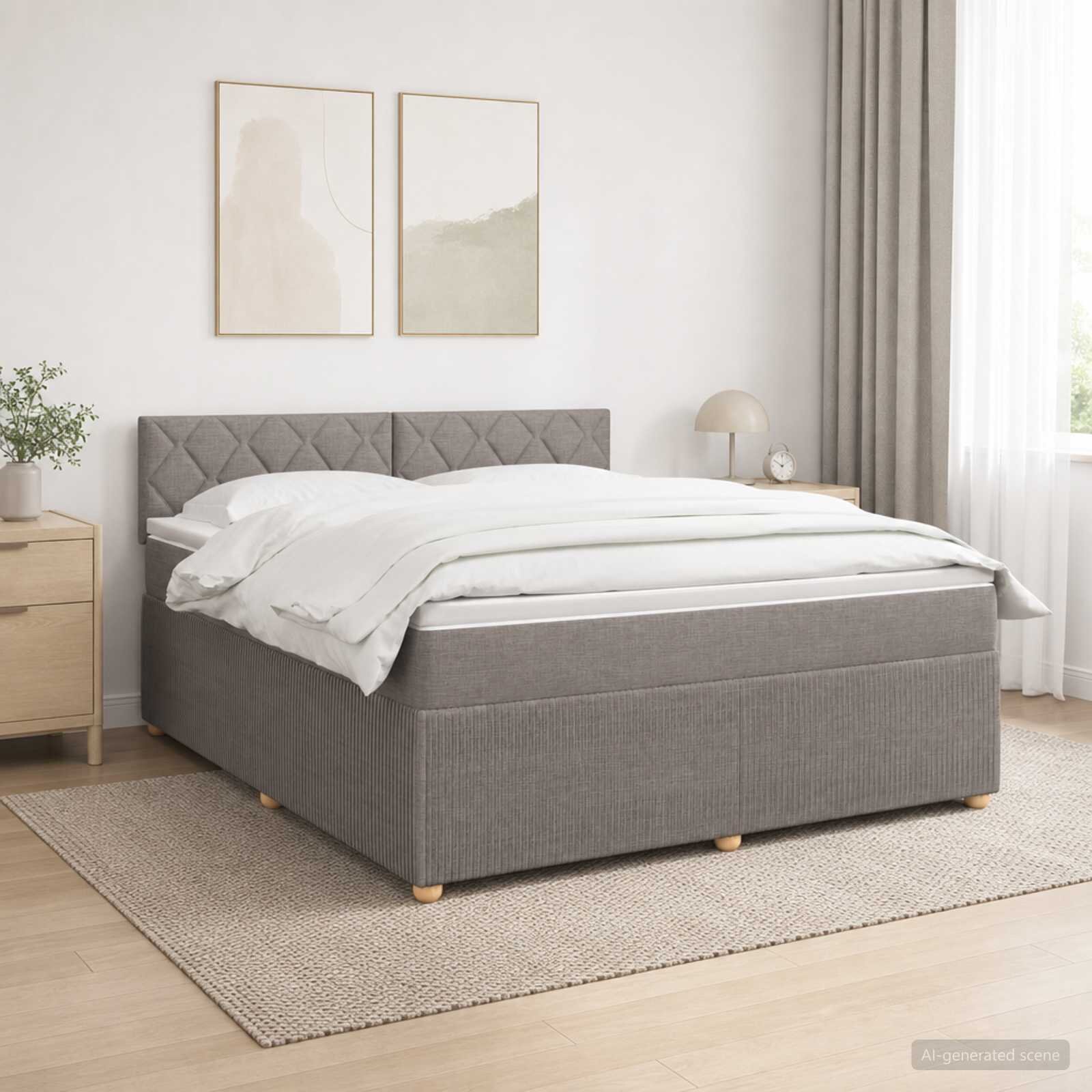 vidaXL Континентално легло с матрак Таупе 180 x 200 cm Текстил