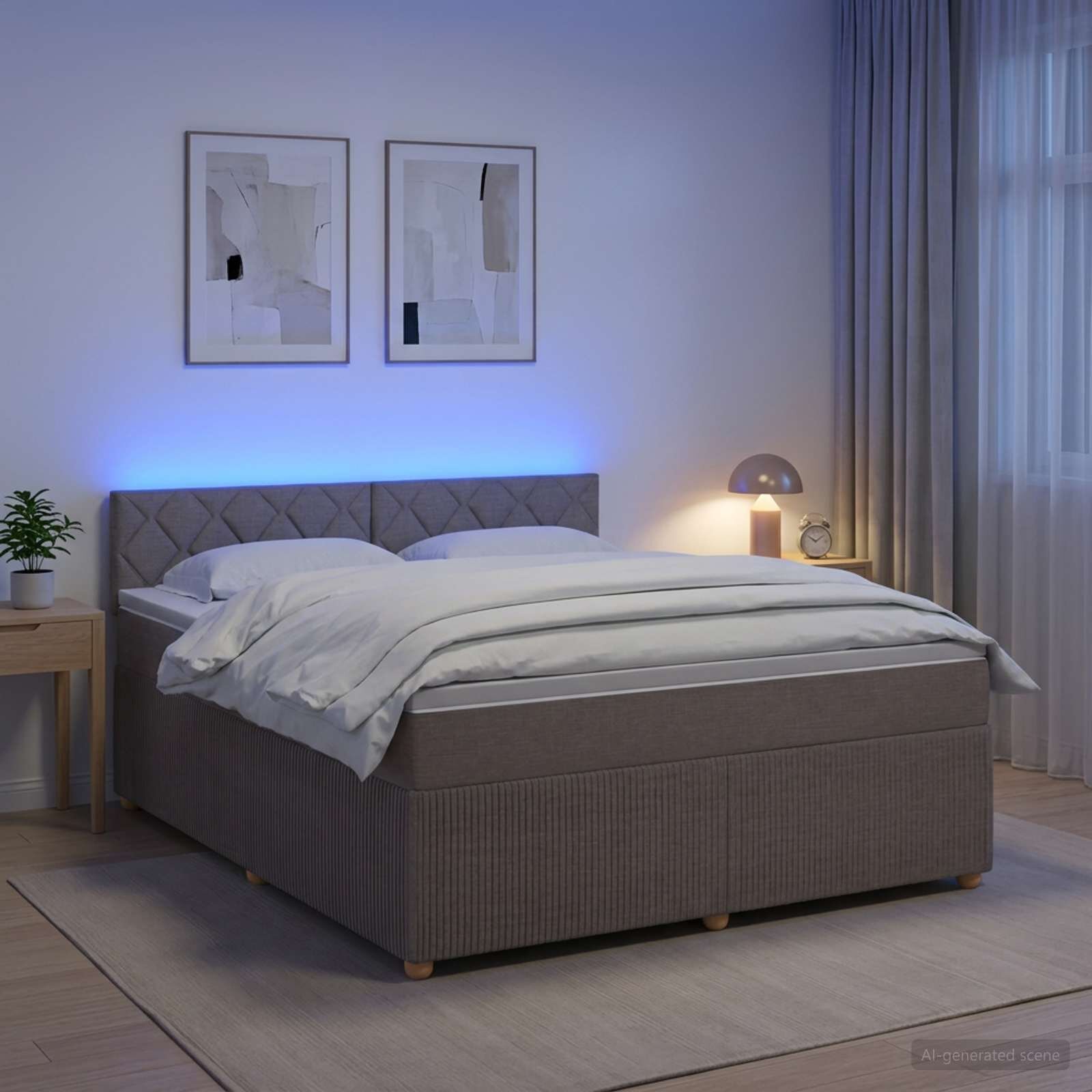 vidaXL Континентално легло с матрак Таупе 180 x 200 cm Текстил