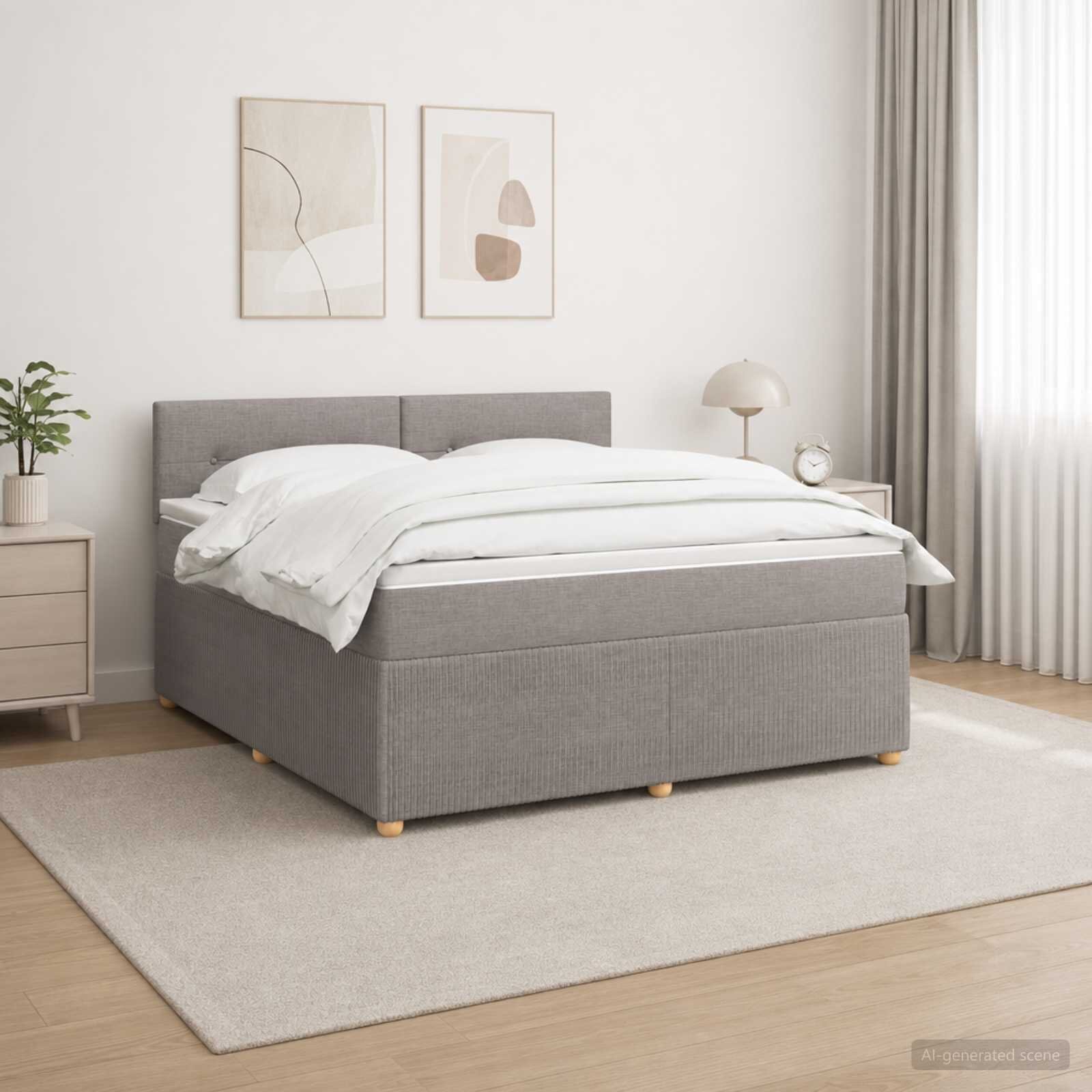 vidaXL Континентално легло с матрак Таупе 180 x 200 cm Текстил