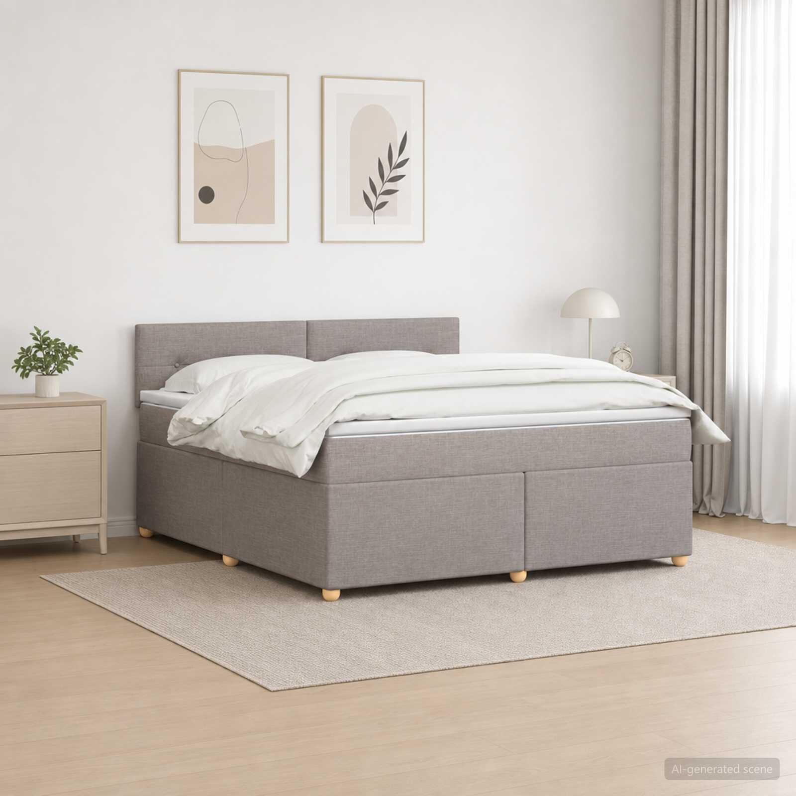 vidaXL Континентално легло с матрак Таупе 180 x 200 cm Текстил