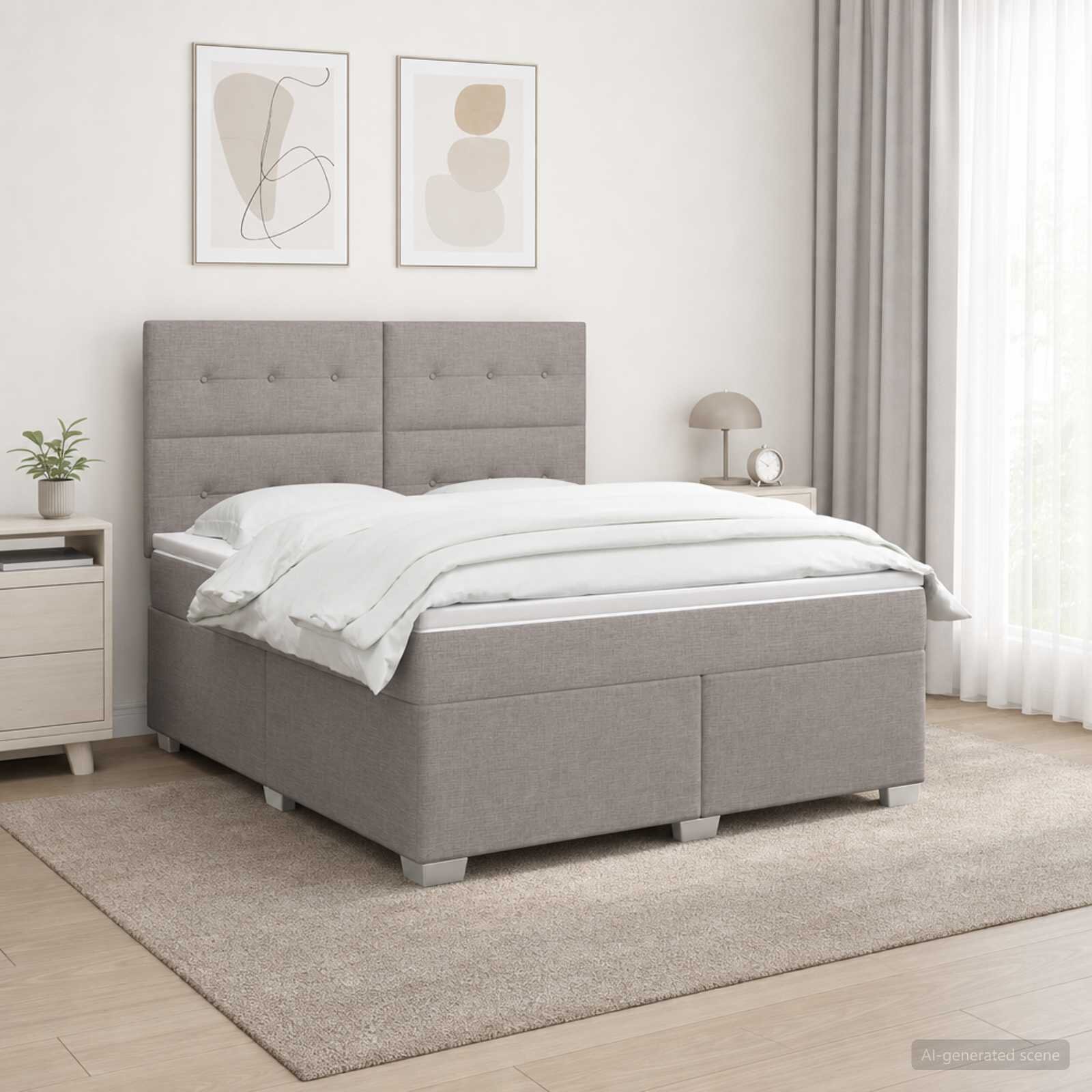 vidaXL Континентално легло с матрак Таупе 180 x 200 cm Текстил