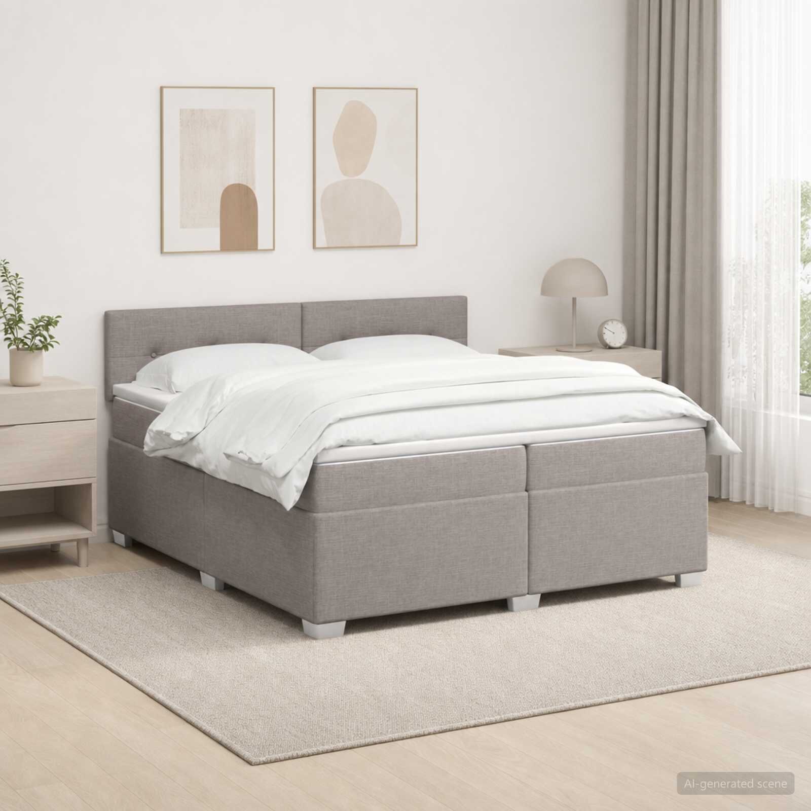 vidaXL Континентално легло с матрак Таупе 200 x 200 cm Текстил