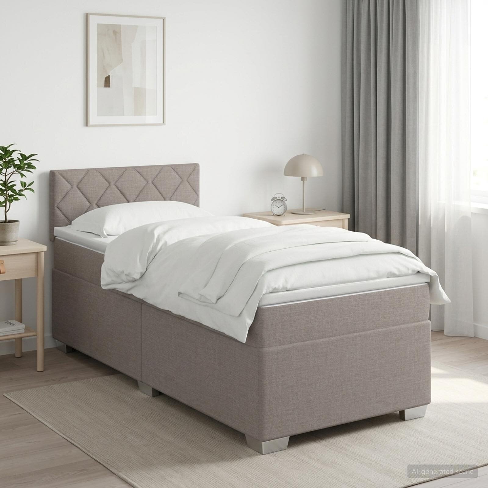 vidaXL Континентално легло с матрак Таупе 90 x 190 cm Текстил