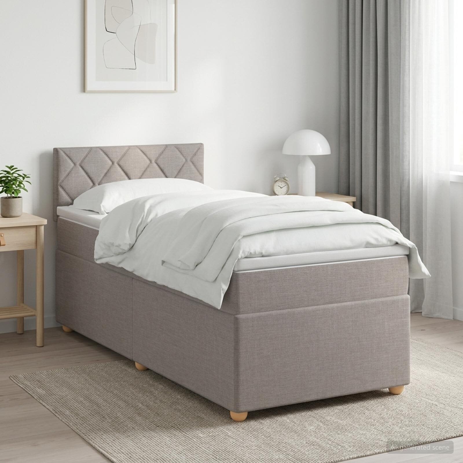 vidaXL Континентално легло с матрак Таупе 90 x 190 cm Текстил