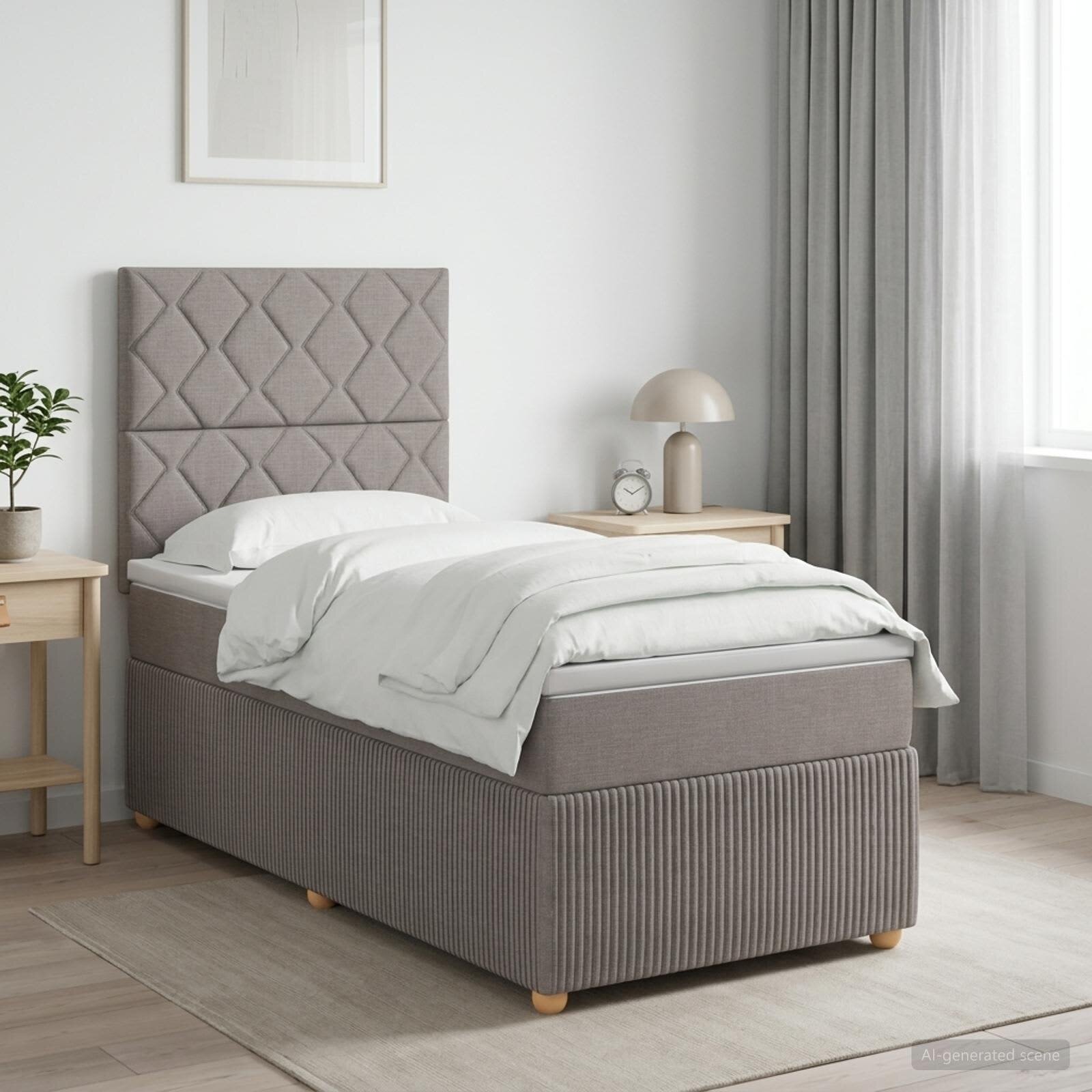 vidaXL Континентално легло с матрак Таупе 90 x 190 cm Текстил