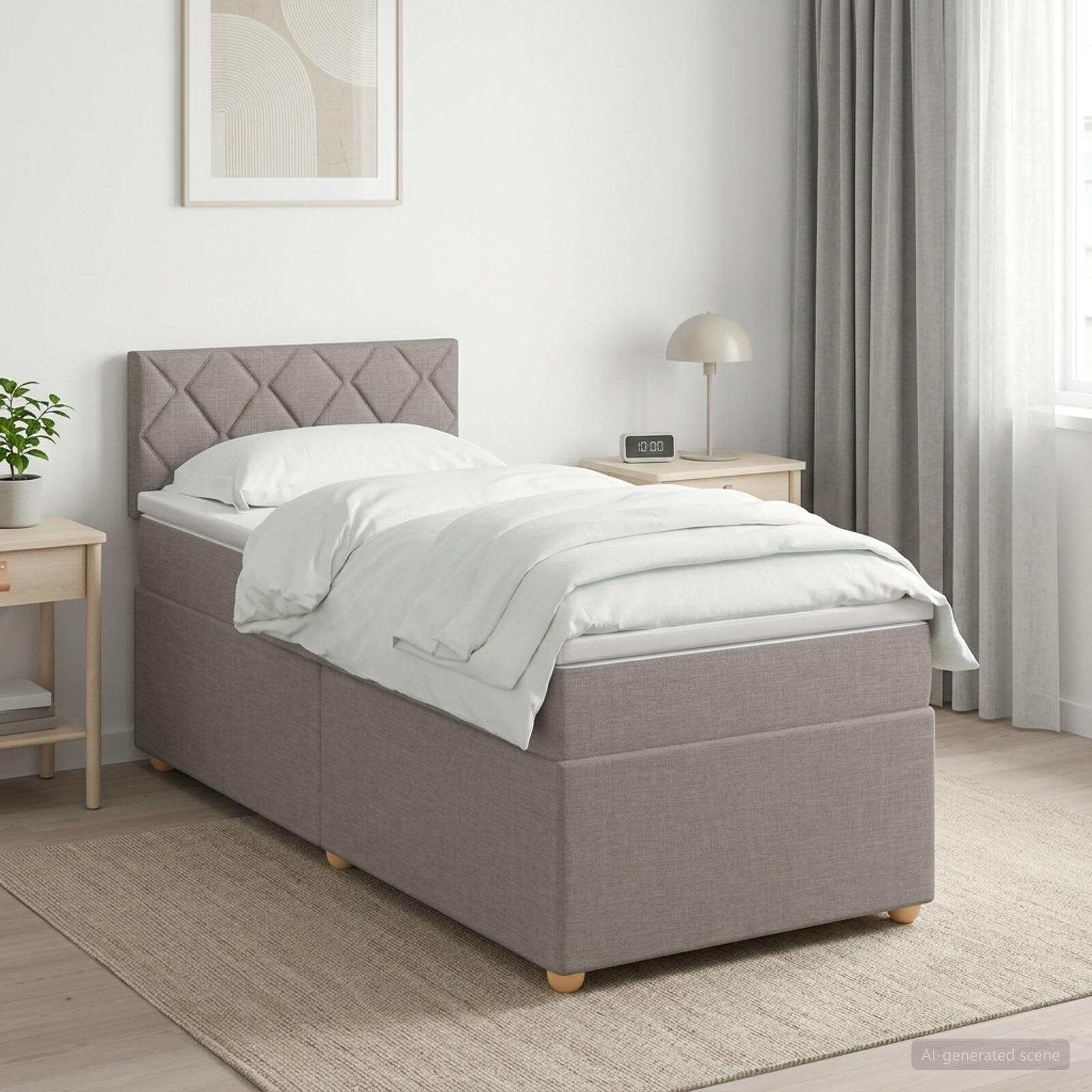 vidaXL Континентално легло с матрак Таупе 90 x 190 cm Текстил