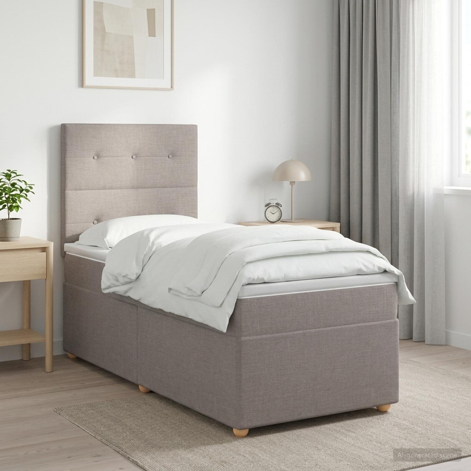 vidaXL Континентално легло с матрак Таупе 90 x 200 cm Текстил