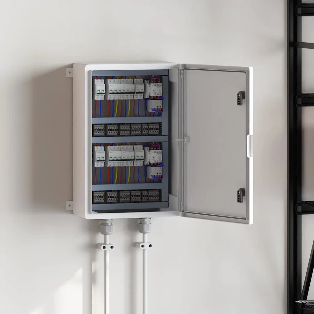vidaXL Контролен шкаф Сив 47 x 20 x 50 см ABS пластмаса