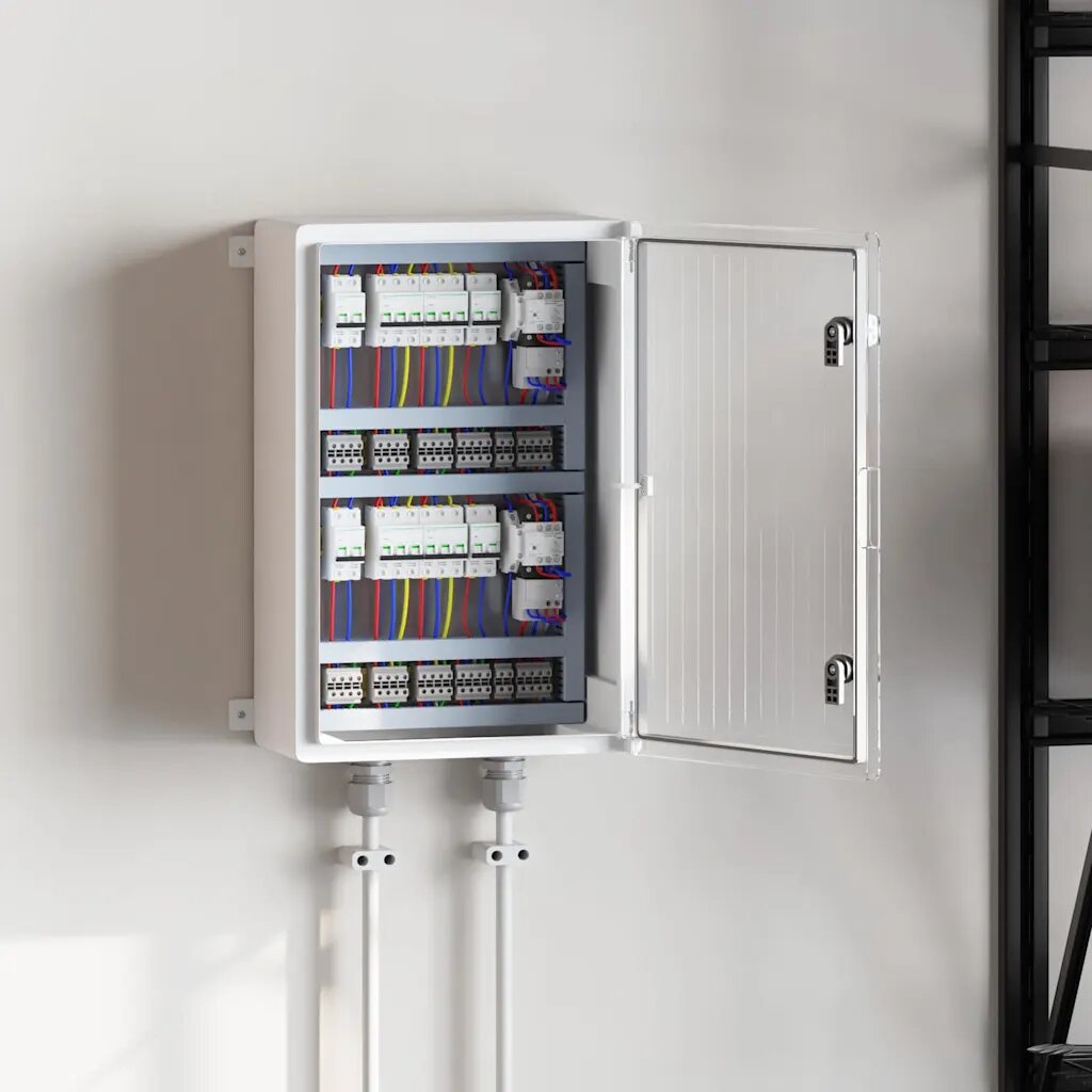 vidaXL Контролен шкаф Сив 47 x 20 x 50 см ABS пластмаса