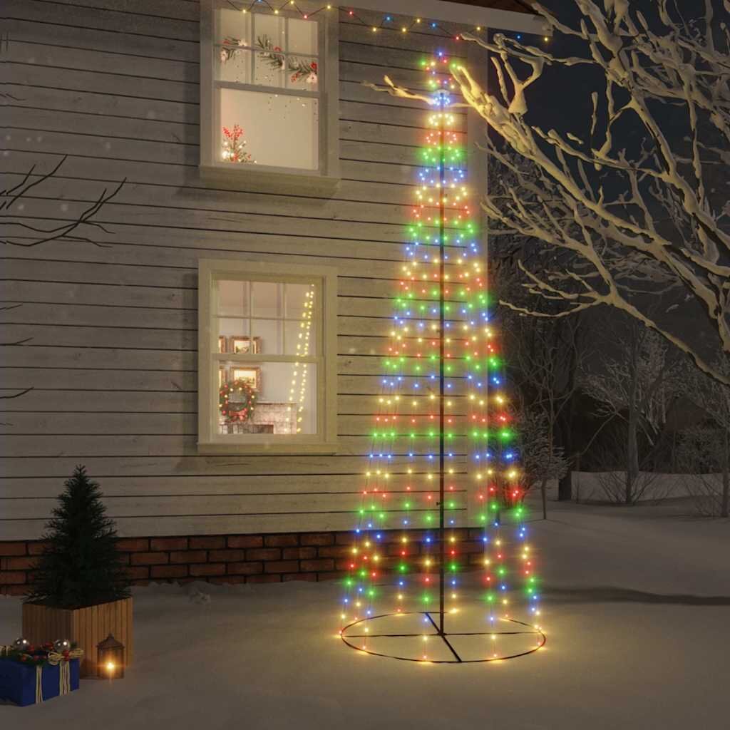 vidaXL Конусовидна елха многоцветна 310 LED 100x300 см