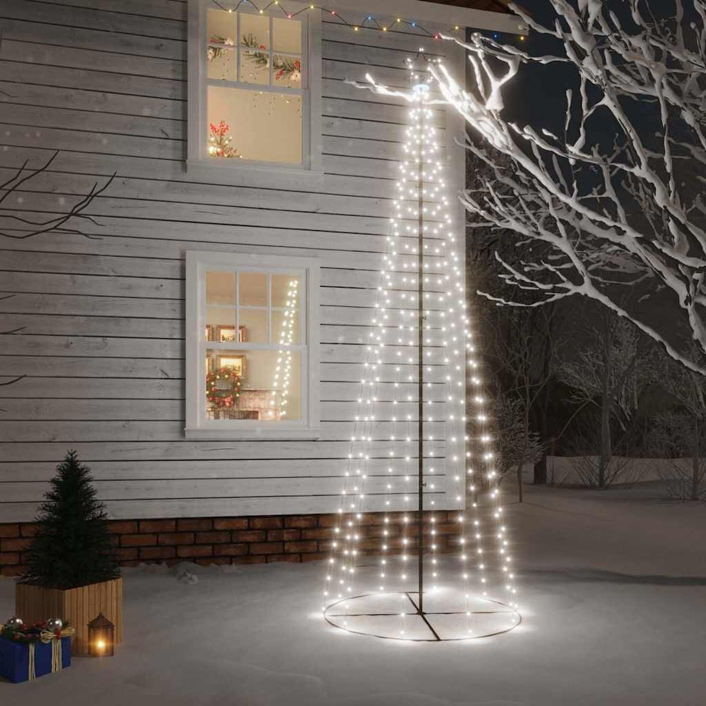 vidaXL Конусовидна елха студено бяло 310 LED 100x300 см