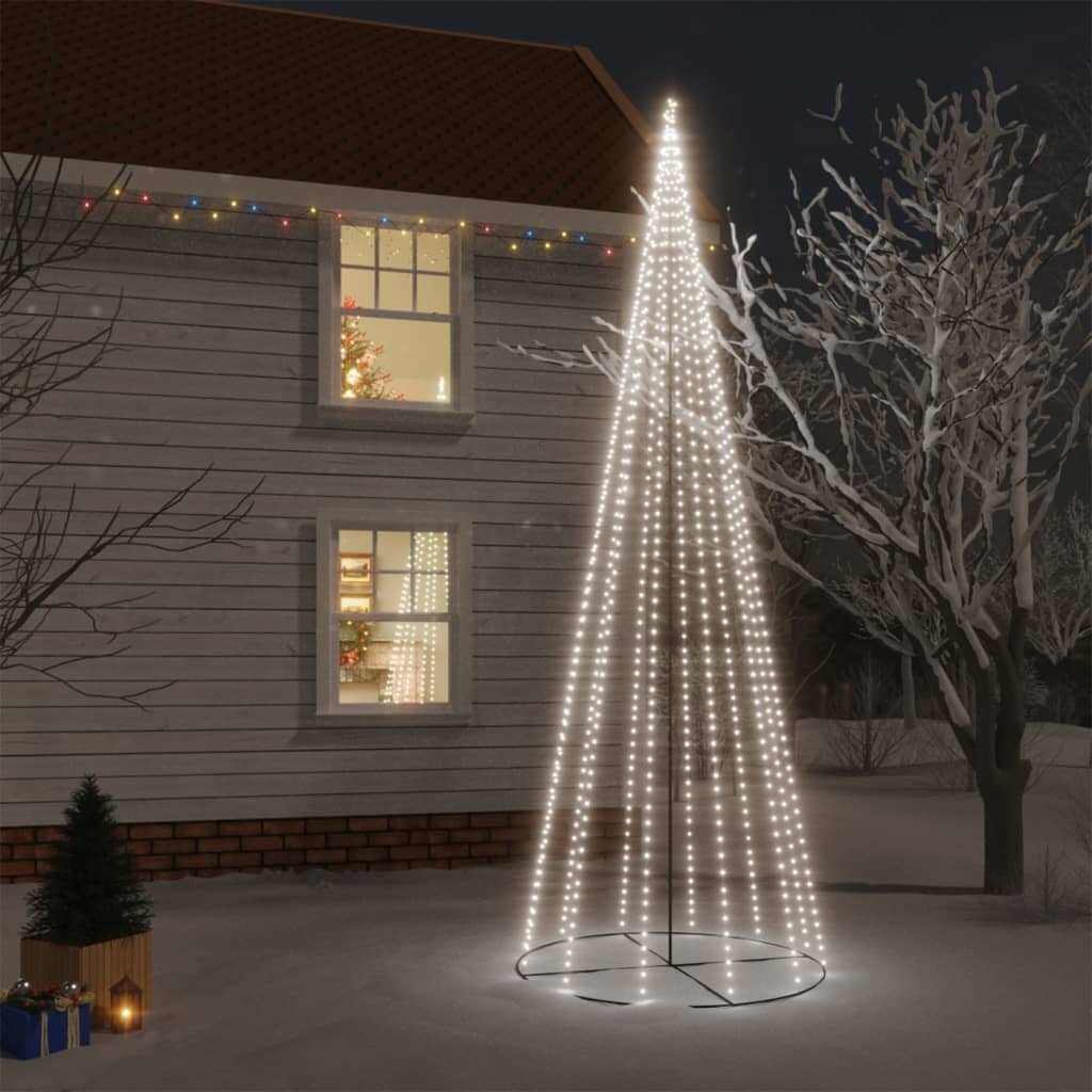 vidaXL Конусовидна елха студено бяло 732 LED 160x500 см