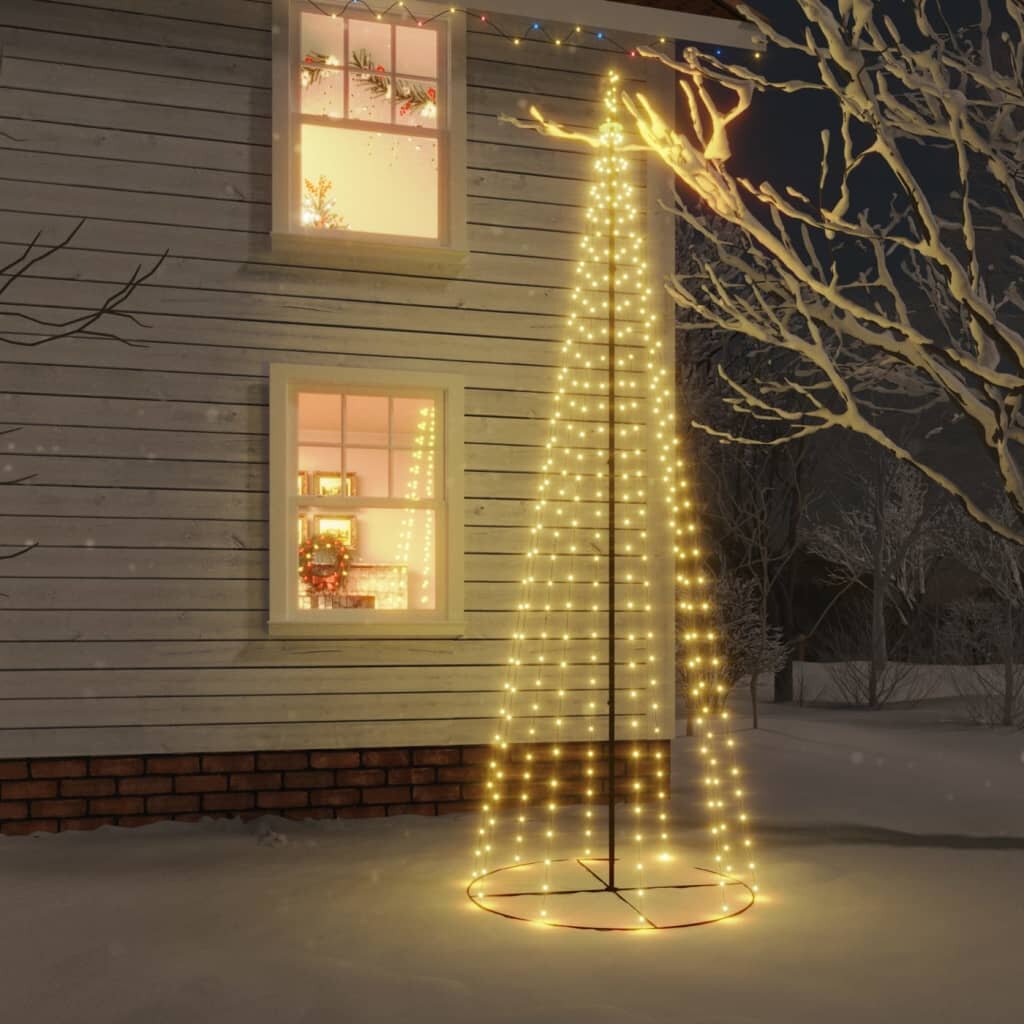 vidaXL Конусовидна елха топло бяло 732 LED 160x500 см