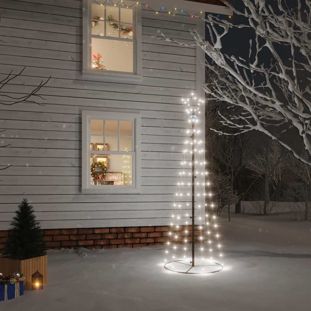 vidaXL Конусовидна коледна елха студено бяло 108 LED 70x180 см