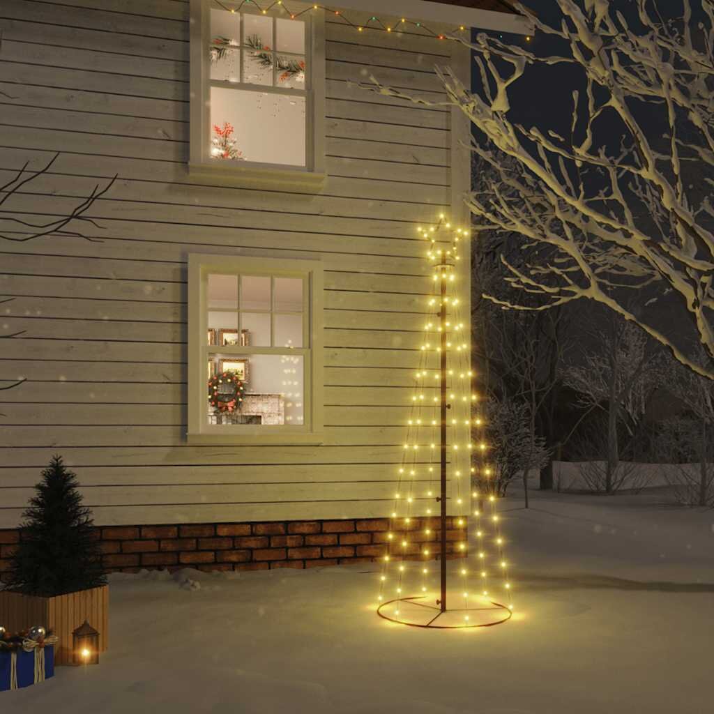 vidaXL Конусовидна коледна елха топло бяло 108 LED 70x180 см