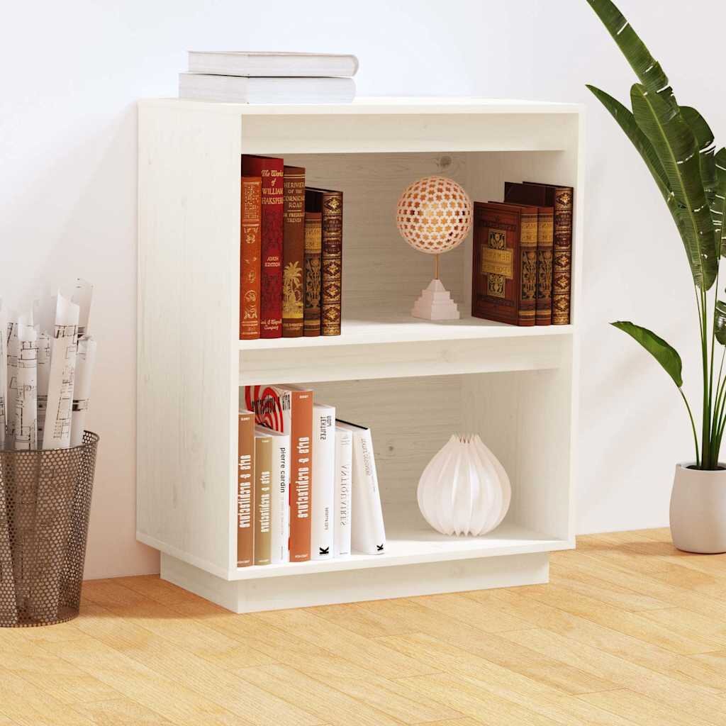 vidaXL Конзолен шкаф бял 60x34x75 см бор масив