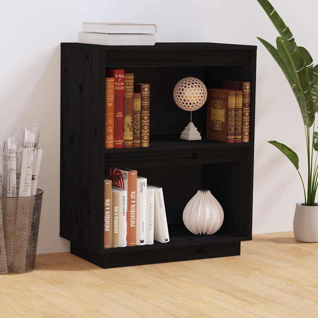 vidaXL Конзолен шкаф черен 60x34x75 см бор масив