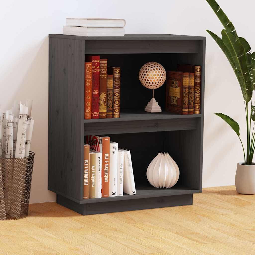 vidaXL Конзолен шкаф сив 60x34x75 см бор масив