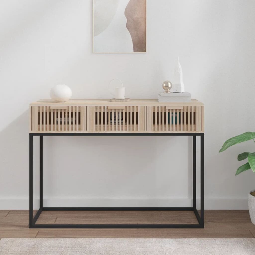 vidaXL Конзолна маса 105x30x75 см инженерно дърво и желязо
