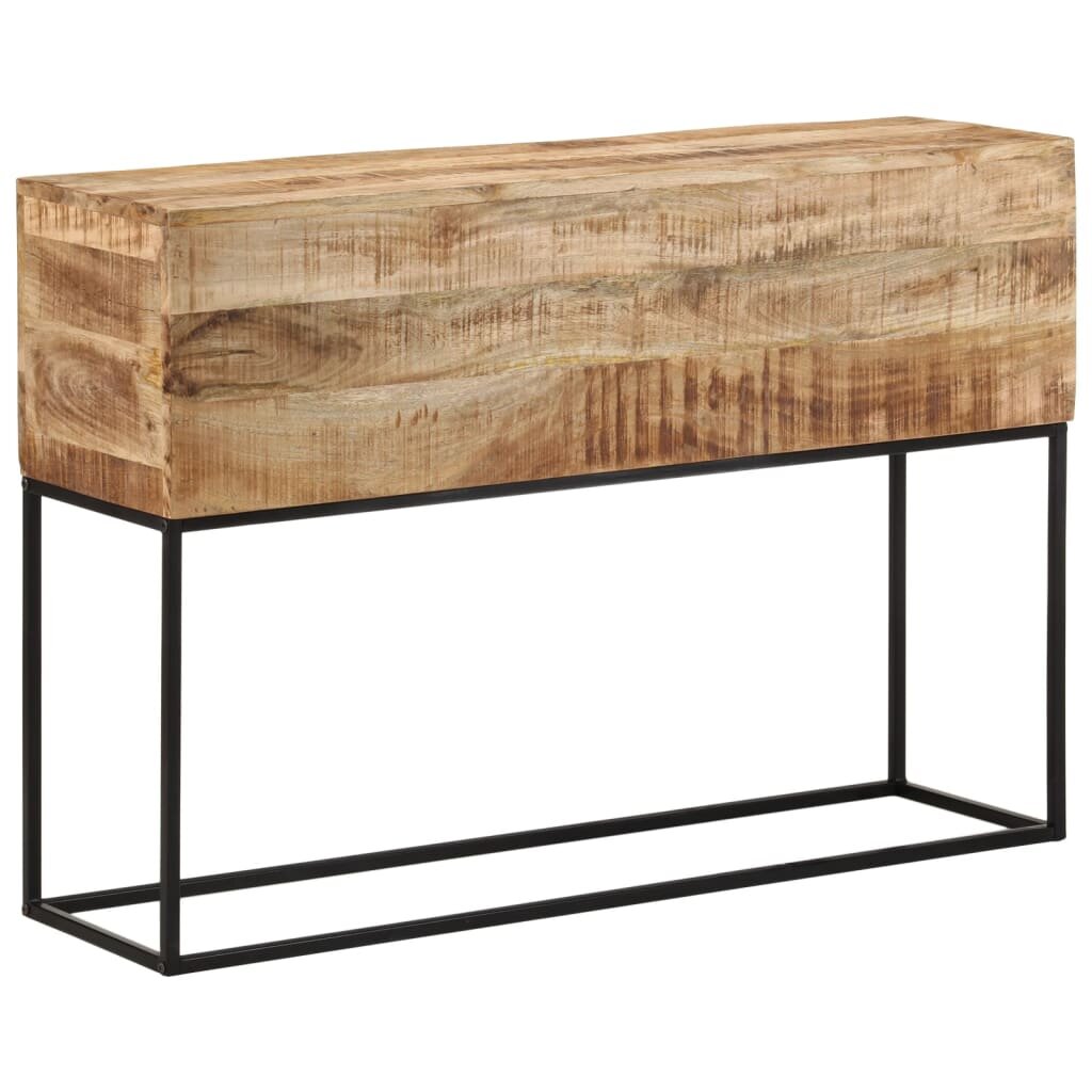 vidaXL Конзолна маса 110x30x75 cм мангово грубо дърво масив и желязо