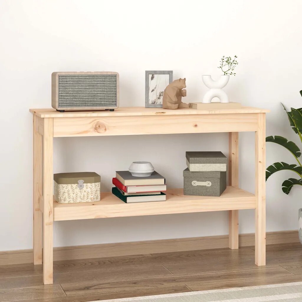 vidaXL Конзолна маса 110x40x75 см борово дърво масив