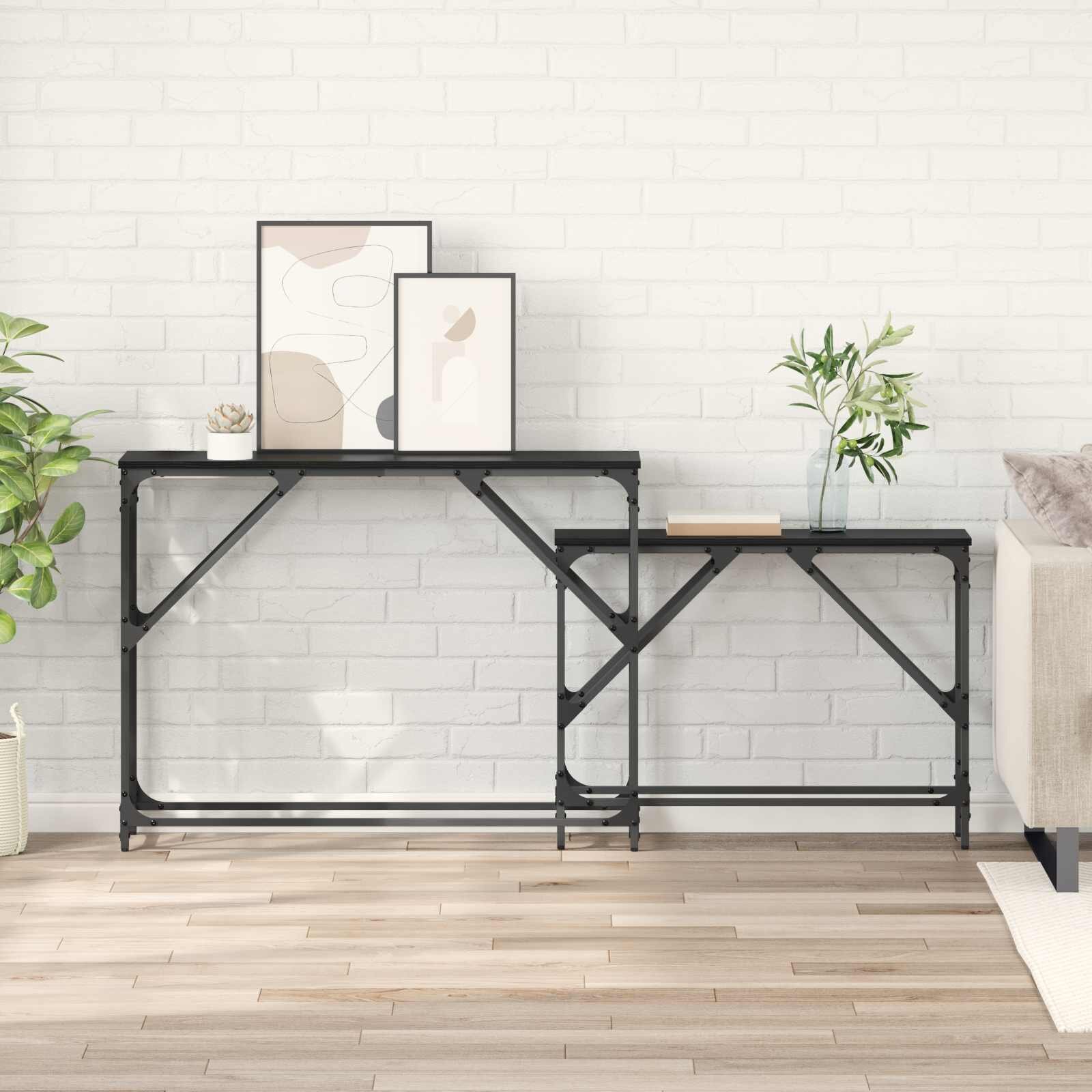 vidaXL Конзолна маса 2 бр. Черния дъб 100 x 28 x 75 см