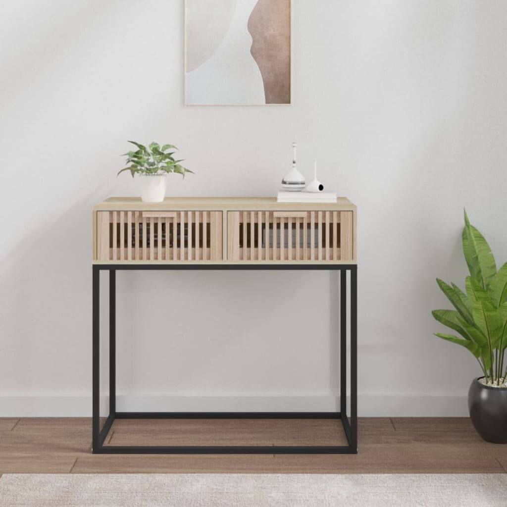 vidaXL Конзолна маса 80x30x75 см инженерно дърво и желязо