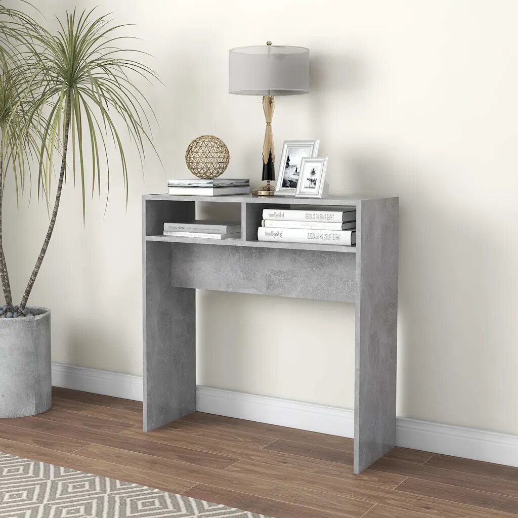 vidaXL Конзолна маса бетонно сив 78x30x80 см инженерно дърво