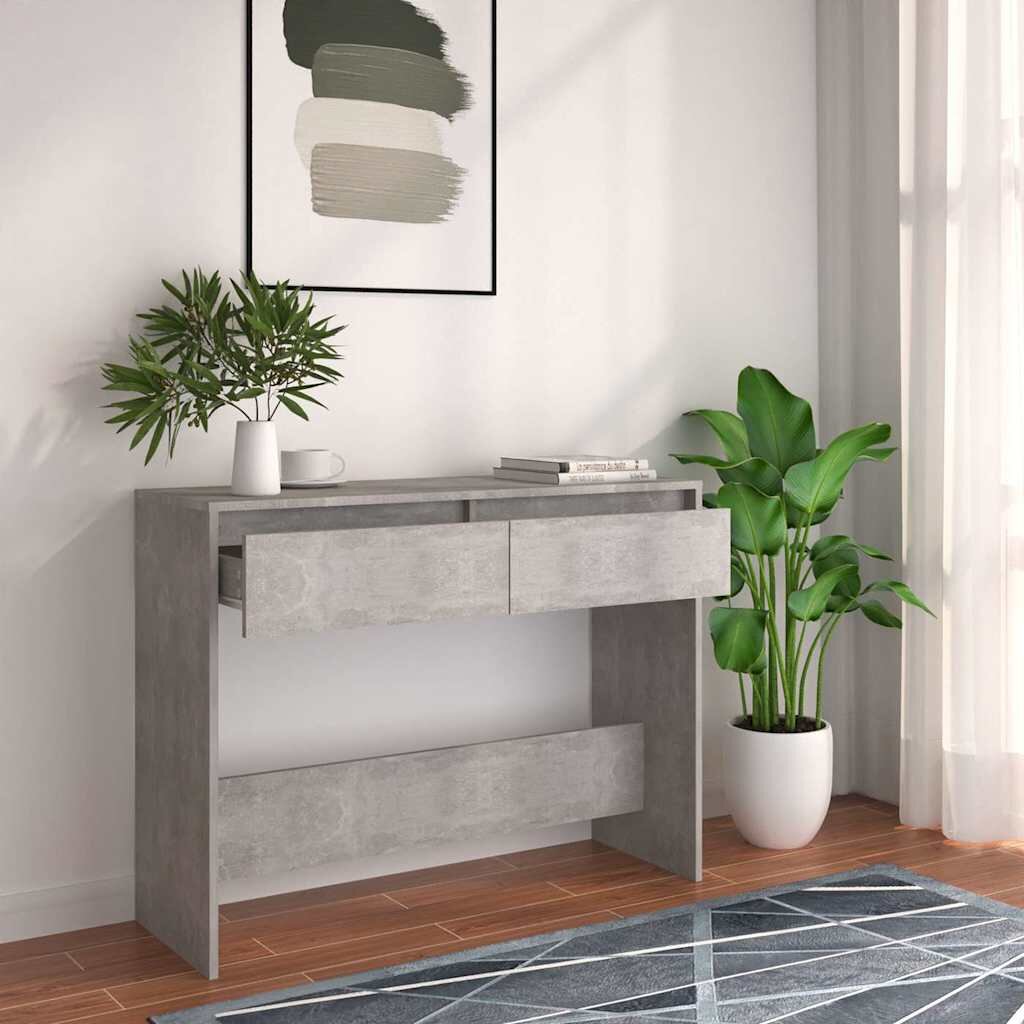 vidaXL Конзолна маса бетонно сива 100x35x765 см инженерно дърво