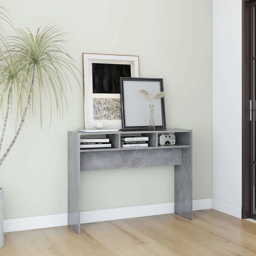 vidaXL Конзолна маса бетонно сива 105x30x80 см инженерно дърво