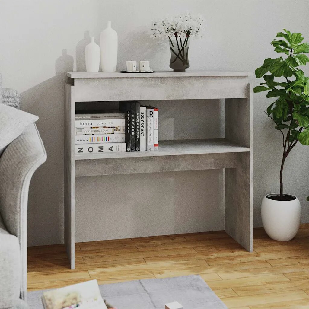 vidaXL Конзолна маса бетонно сива 80x30x80 см инженерно дърво