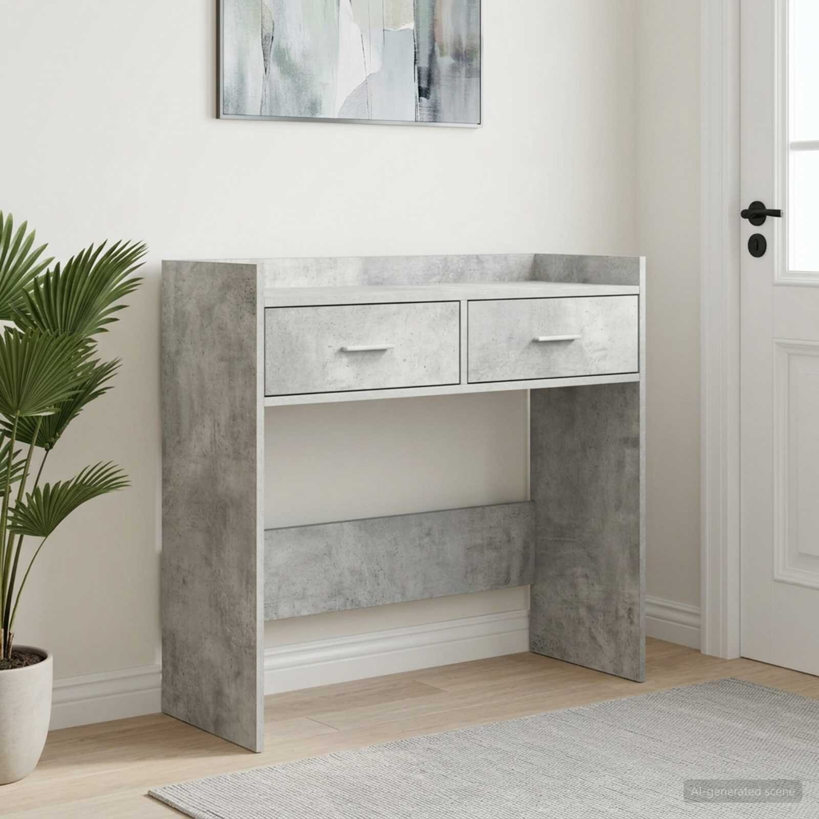 vidaXL Конзолна маса Бетонно сиво 90 x 35 x 80 см Инженерна дървесина