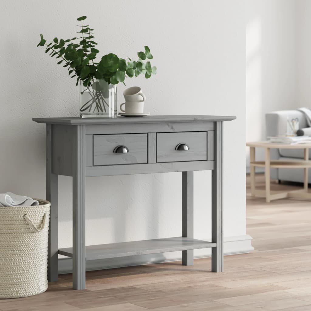vidaXL Конзолна маса BODO сива 91x35x74 см бор масив