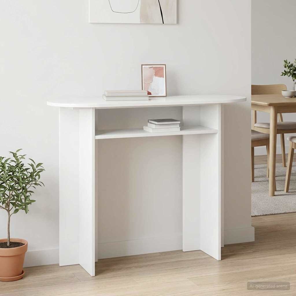 vidaXL Конзолна маса Бял гланц 100 x 395 x 75 см Инженерна дървесина