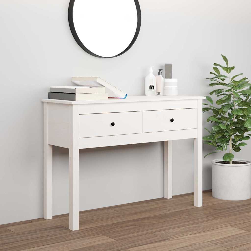 vidaXL Конзолна маса бяла 100 x 35 x 75 см борово дърво масив