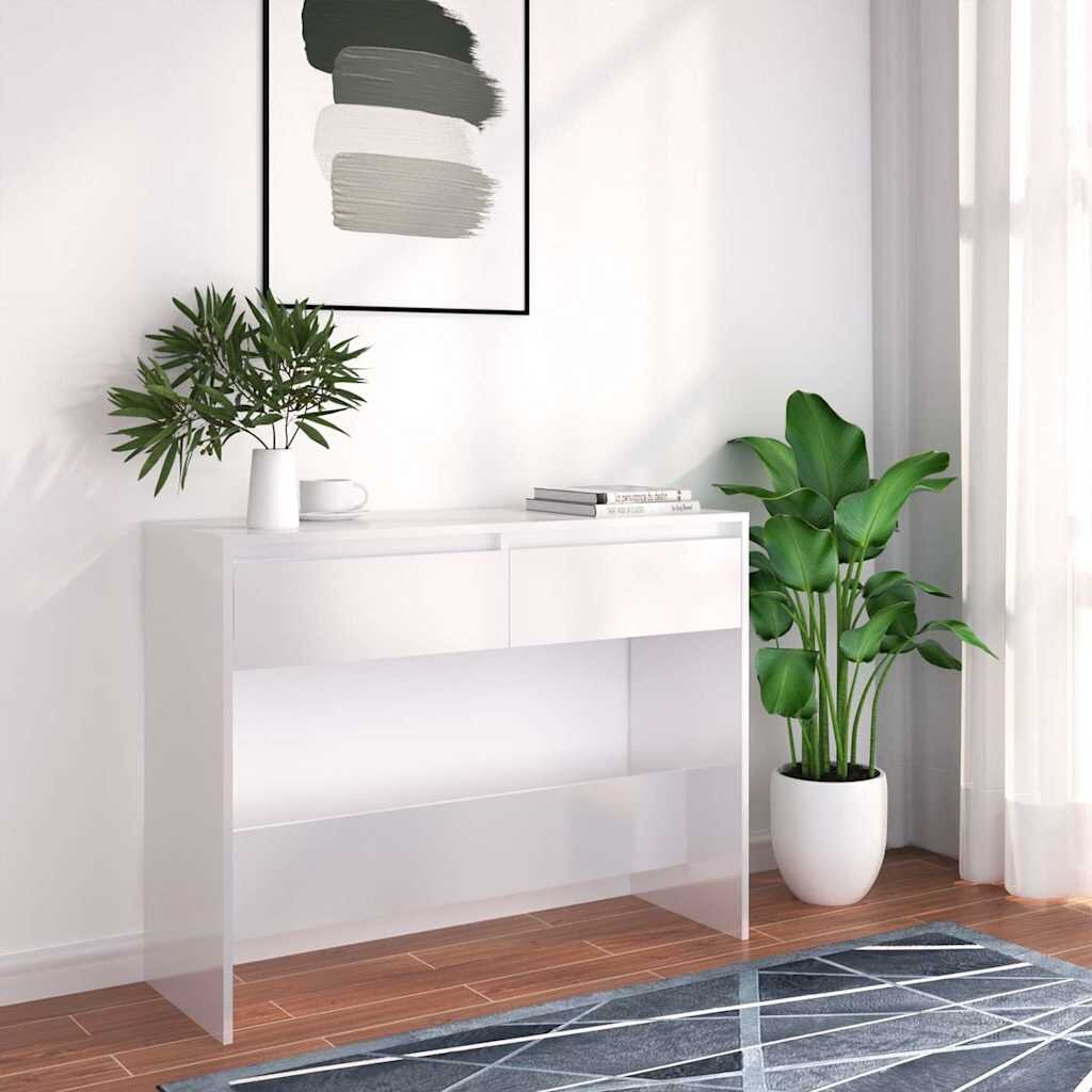 vidaXL Конзолна маса бяла 100x35x765 см инженерно дърво