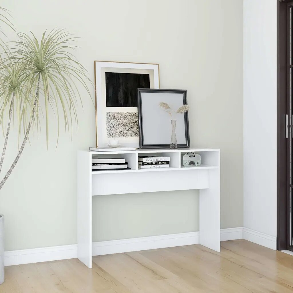 vidaXL Конзолна маса бяла 105x30x80 см инженерно дърво