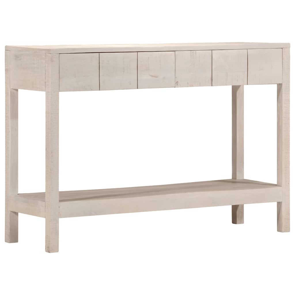 vidaXL Конзолна маса бяла 110x35x75 cм мангово дърво масив