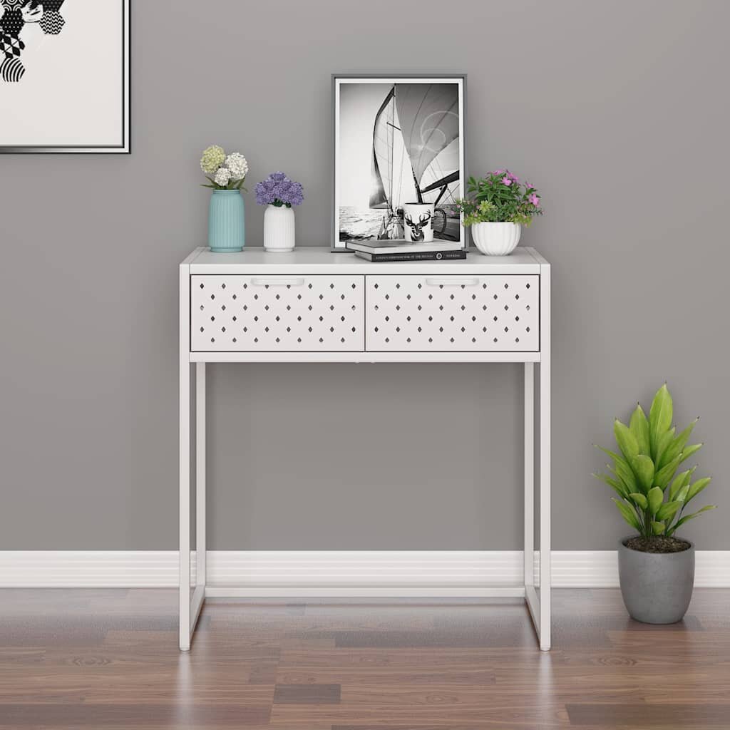 vidaXL Конзолна маса бяла 72x35x75 cм стомана