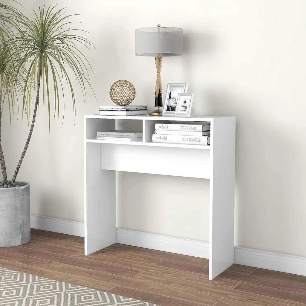 vidaXL Конзолна маса бяла 78x30x80 см инженерно дърво