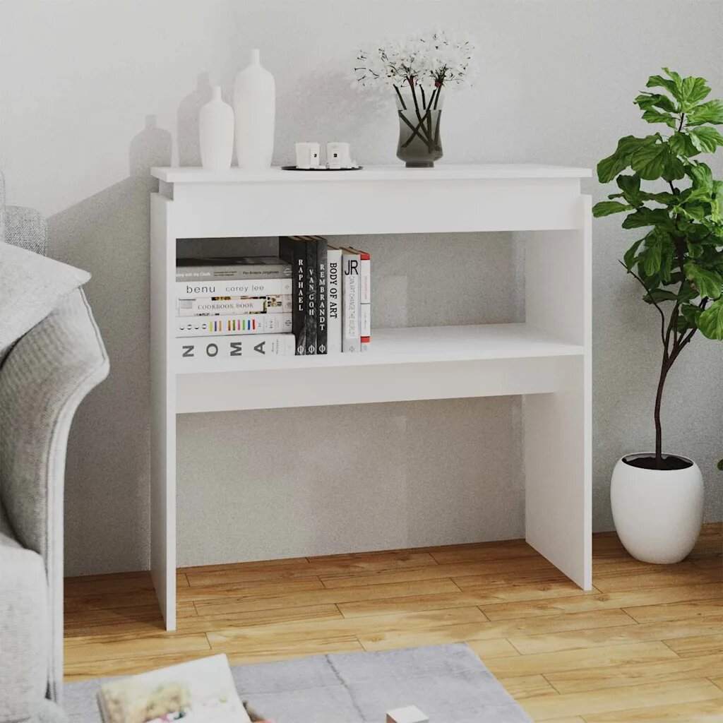 vidaXL Конзолна маса бяла 80x30x80 см инженерно дърво