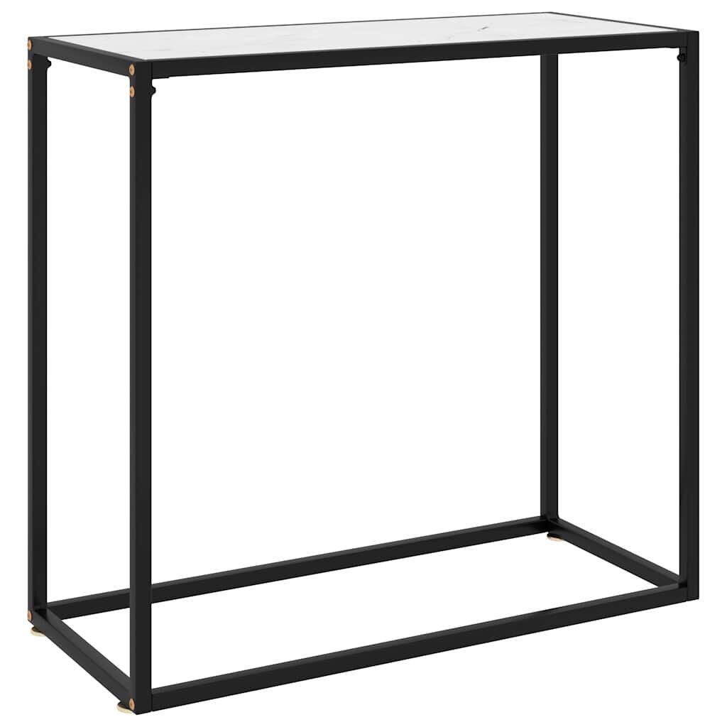 vidaXL Конзолна маса бяла 80x35x75 cм закалено стъкло