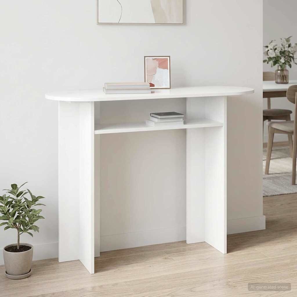 vidaXL Конзолна маса Бяло 100 x 395 x 75 см Инженерна дървесина