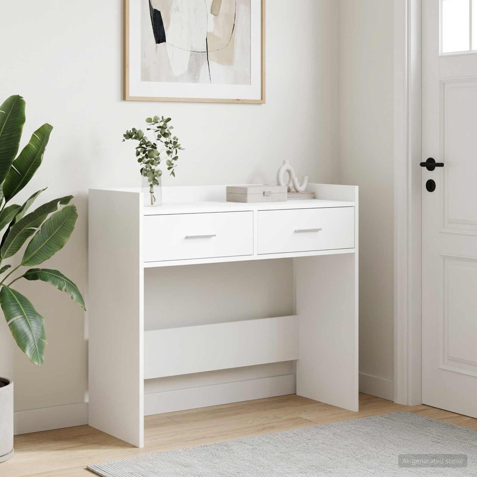 vidaXL Конзолна маса Бяло 90 x 35 x 80 см Инженерна дървесина