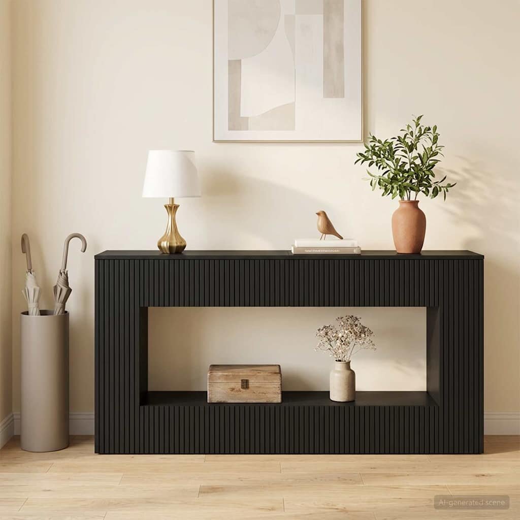 vidaXL Конзолна маса Черен 155 x 29 x 74 см Инженерен дървен материал