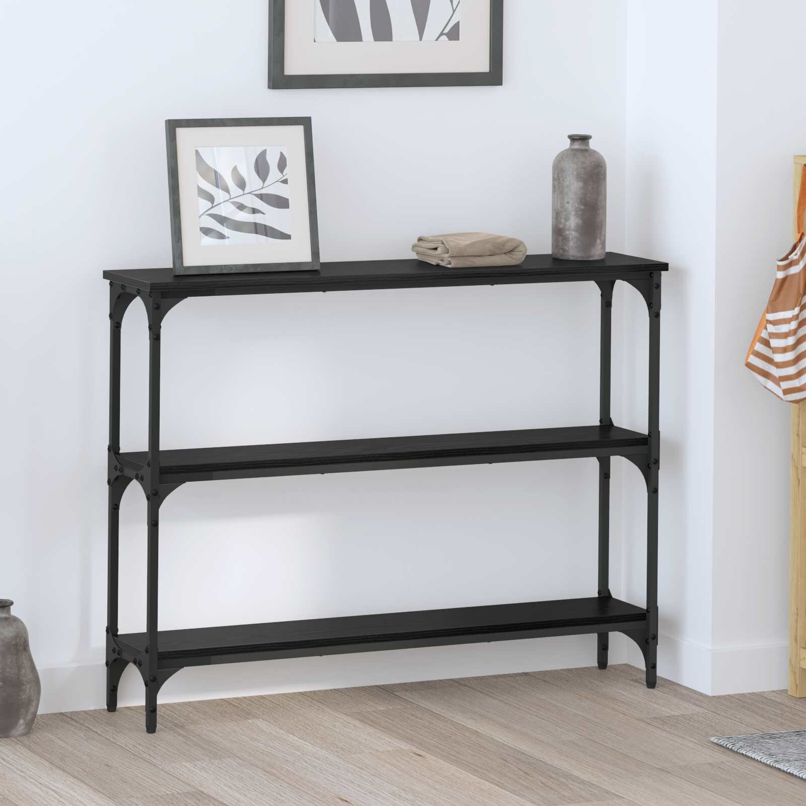 vidaXL Конзолна маса Черен дъб 100 x 225 x 75 см Инженерна дървесина