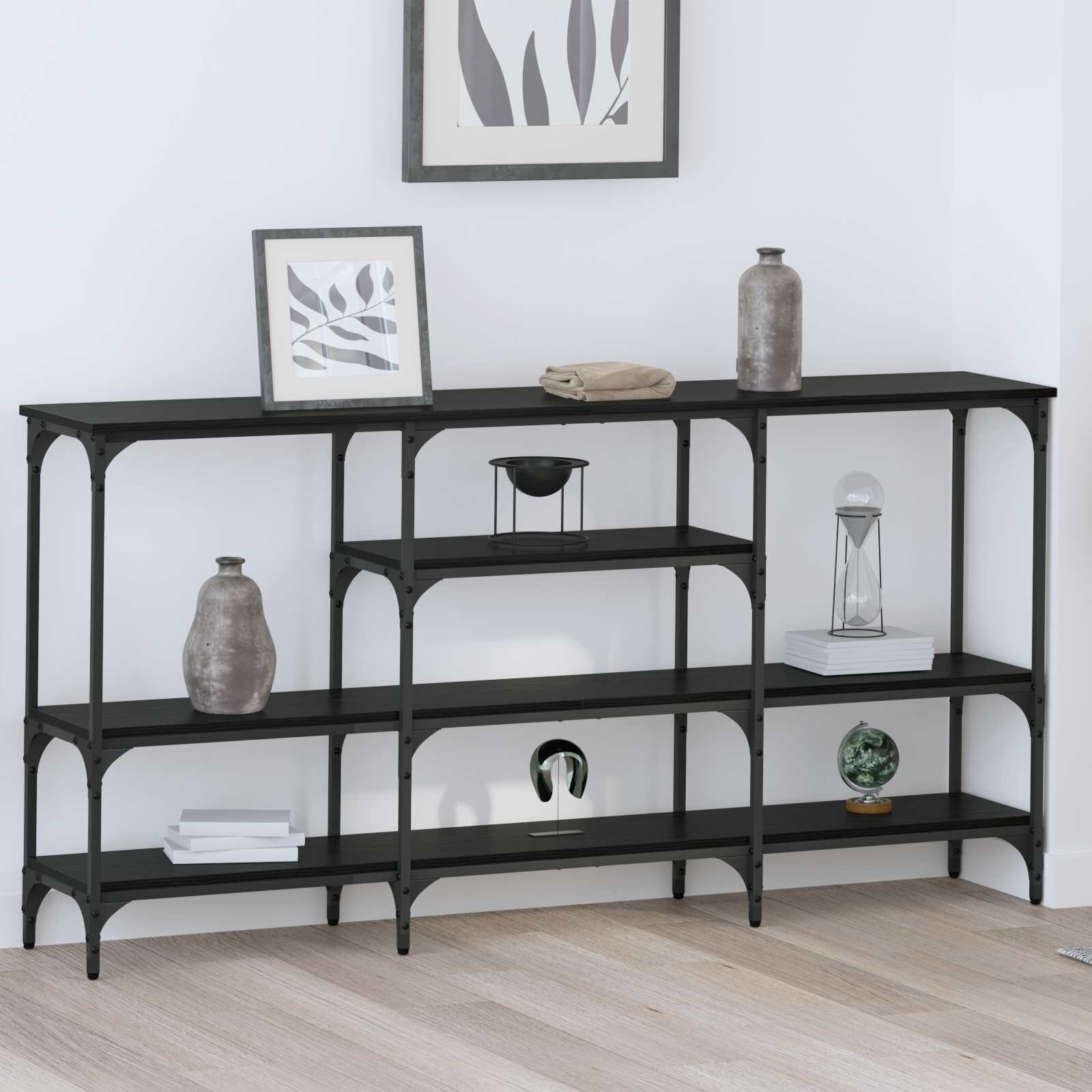 vidaXL Конзолна маса Черен дъб 160 x 29 x 80 см Инженерна дървесина
